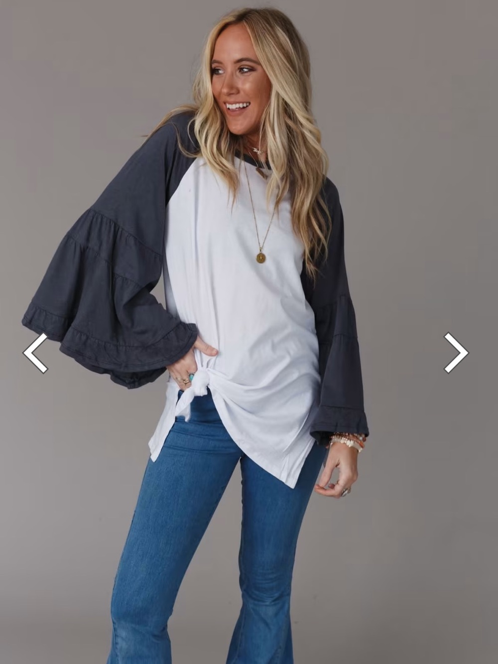 Three‎ Bird Nest Bell Sleeve Baseball Tee. NWT. Retail 52